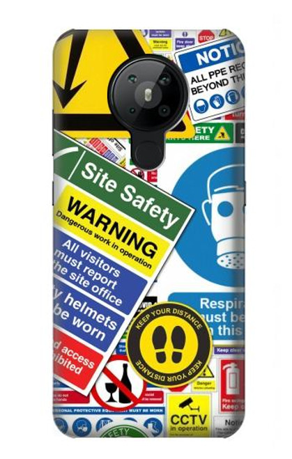 W3960 Safety Signs Sticker Collage Hard Case and Leather Flip Case For Nokia 5.3
