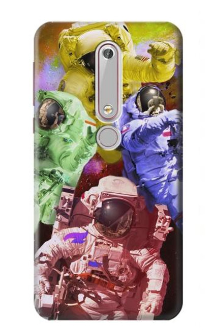 W3914 Colorful Nebula Astronaut Suit Galaxy Hard Case and Leather Flip Case For Nokia 6.1, Nokia 6 2018