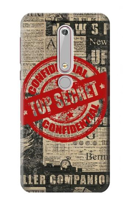 W3937 Text Top Secret Art Vintage Hard Case and Leather Flip Case For Nokia 6.1, Nokia 6 2018