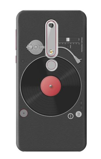 W3952 Turntable Vinyl Record Player Graphic Hard Case and Leather Flip Case For Nokia 6.1, Nokia 6 2018
