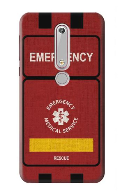 W3957 Emergency Medical Service Hard Case and Leather Flip Case For Nokia 6.1, Nokia 6 2018