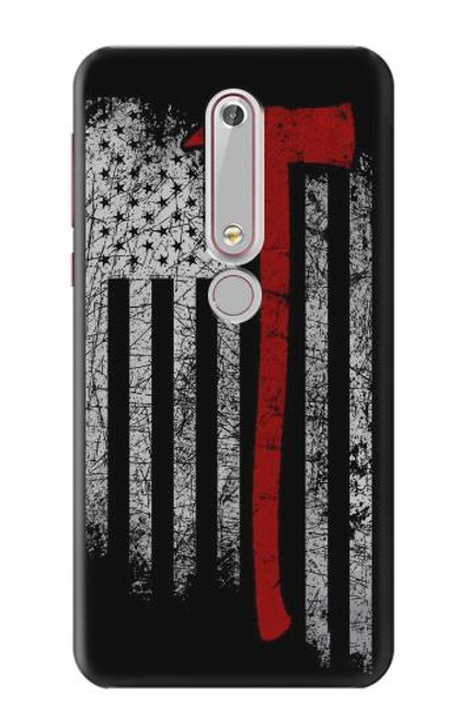 W3958 Firefighter Axe Flag Hard Case and Leather Flip Case For Nokia 6.1, Nokia 6 2018