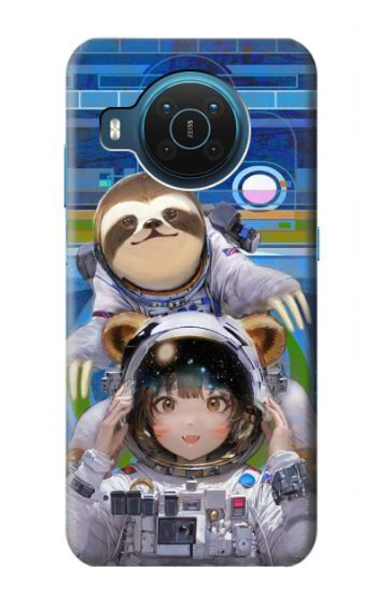 W3915 Raccoon Girl Baby Sloth Astronaut Suit Hard Case and Leather Flip Case For Nokia X20