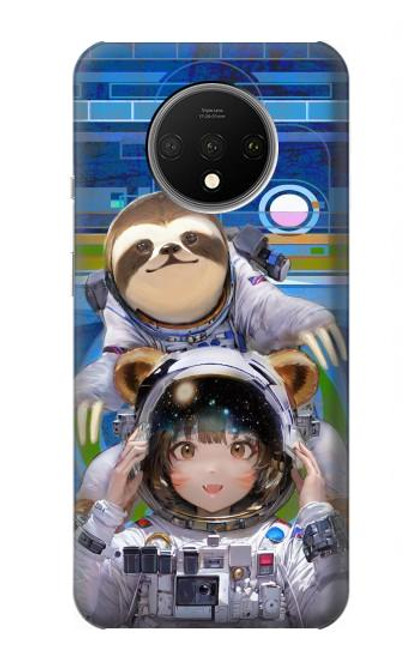 W3915 Raccoon Girl Baby Sloth Astronaut Suit Hard Case and Leather Flip Case For OnePlus 7T