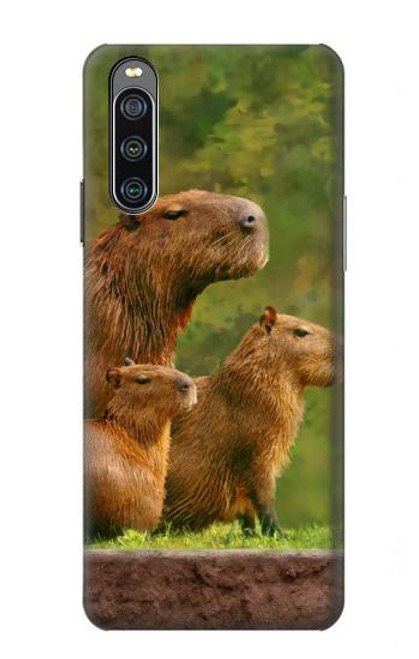 W3917 Capybara Family Giant Guinea Pig Hard Case and Leather Flip Case For Sony Xperia 10 IV