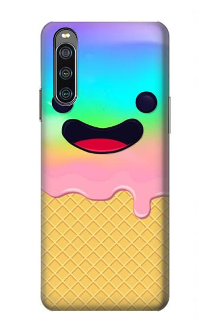 W3939 Ice Cream Cute Smile Hard Case and Leather Flip Case For Sony Xperia 10 IV