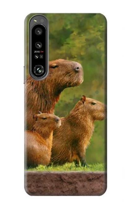 W3917 Capybara Family Giant Guinea Pig Hard Case and Leather Flip Case For Sony Xperia 1 IV