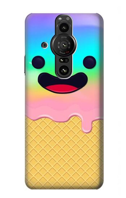 W3939 Ice Cream Cute Smile Hard Case and Leather Flip Case For Sony Xperia Pro-I