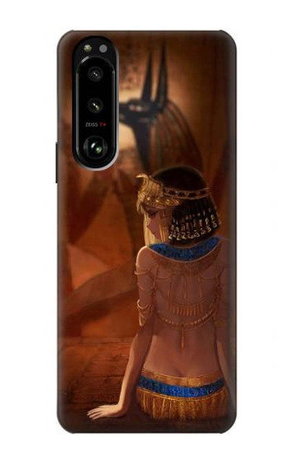 W3919 Egyptian Queen Cleopatra Anubis Hard Case and Leather Flip Case For Sony Xperia 5 III