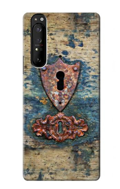 W3955 Vintage Keyhole Weather Door Hard Case and Leather Flip Case For Sony Xperia 1 III