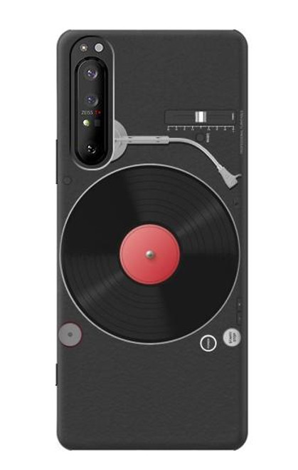 W3952 Turntable Vinyl Record Player Graphic Hard Case and Leather Flip Case For Sony Xperia 1 II