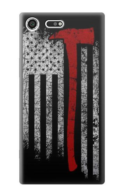 W3958 Firefighter Axe Flag Hard Case and Leather Flip Case For Sony Xperia XZ Premium