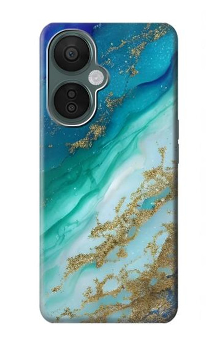W3920 Abstract Ocean Blue Color Mixed Emerald Hard Case and Leather Flip Case For OnePlus Nord CE 3 Lite, Nord N30 5G