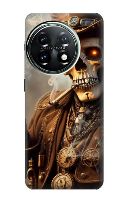 W3949 Steampunk Skull Smoking Hard Case and Leather Flip Case For OnePlus 11