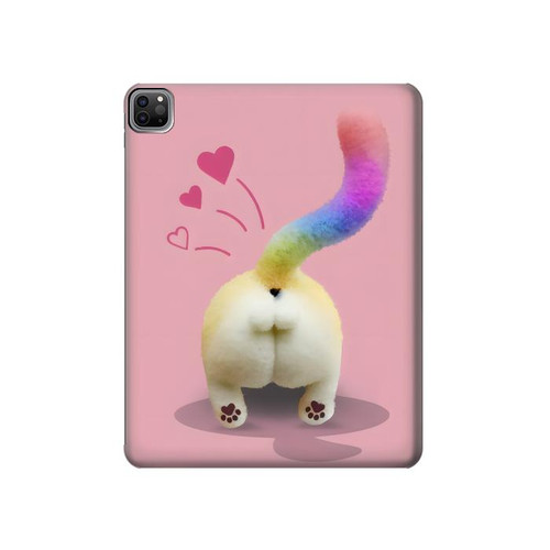 W3923 Cat Bottom Rainbow Tail Tablet Hard Case For iPad Pro 12.9 (2022, 2021, 2020, 2018), Air 13 (2024)