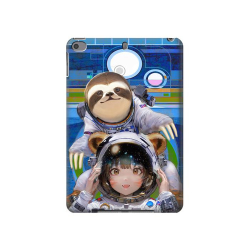 W3915 Raccoon Girl Baby Sloth Astronaut Suit Tablet Hard Case For iPad mini 4, iPad mini 5, iPad mini 5 (2019)