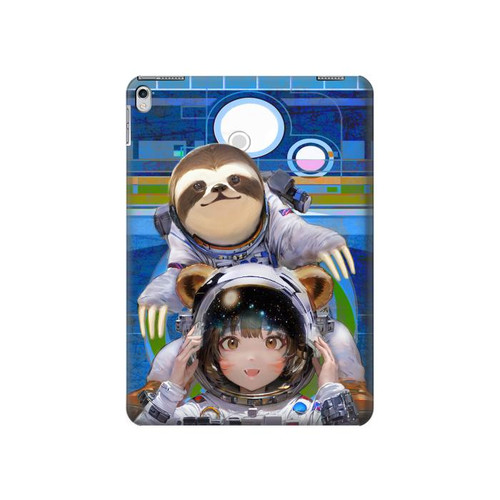 W3915 Raccoon Girl Baby Sloth Astronaut Suit Tablet Hard Case For iPad Air 2, iPad 9.7 (2017,2018), iPad 6, iPad 5