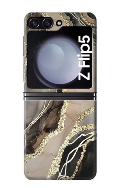 W3700 Marble Gold Graphic Printed Hard Case For Samsung Galaxy Z Flip 5