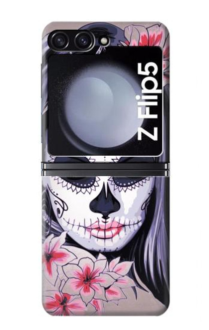 W3821 Sugar Skull Steam Punk Girl Gothic Hard Case For Samsung Galaxy Z Flip 5