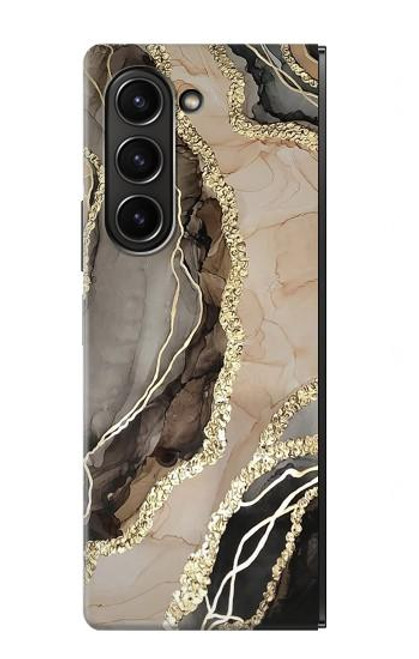 W3700 Marble Gold Graphic Printed Hard Case For Samsung Galaxy Z Fold 5