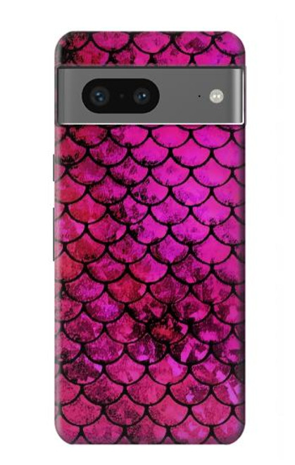 W3051 Pink Mermaid Fish Scale Hard Case and Leather Flip Case For Google Pixel 7a