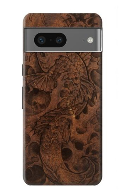 W3405 Fish Tattoo Leather Graphic Print Hard Case and Leather Flip Case For Google Pixel 7a