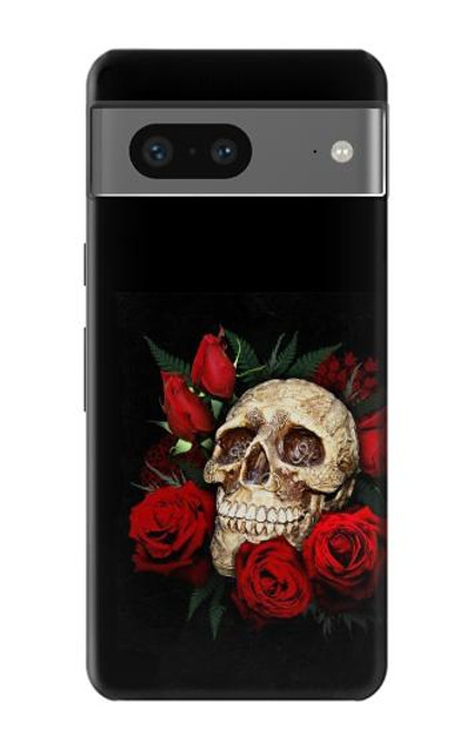 W3753 Dark Gothic Goth Skull Roses Hard Case and Leather Flip Case For Google Pixel 7a