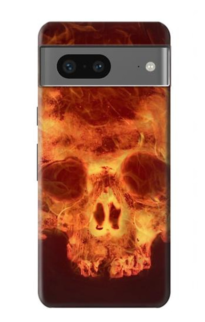 W3881 Fire Skull Hard Case and Leather Flip Case For Google Pixel 7a