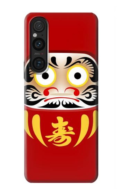 W3045 Japan Good Luck Daruma Doll Hard Case and Leather Flip Case For Sony Xperia 1 V