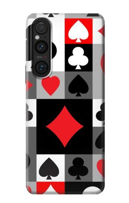 W3463 Poker Card Suit Hard Case and Leather Flip Case For Sony Xperia 1 V