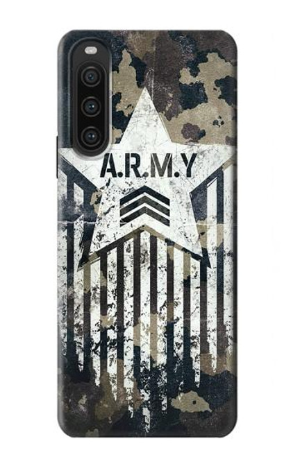 W3666 Army Camo Camouflage Hard Case and Leather Flip Case For Sony Xperia 10 V