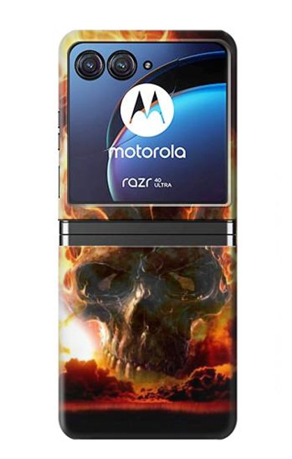 W0863 Hell Fire Skull Hard Case For Motorola Razr 40 Ultra