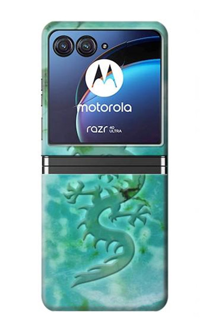 W2653 Dragon Green Turquoise Stone Graphic Hard Case For Motorola Razr 40 Ultra