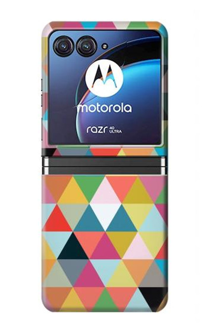 W3049 Triangles Vibrant Colors Hard Case For Motorola Razr 40 Ultra