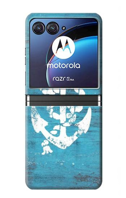 W3053 Marine Anchor Blue Hard Case For Motorola Razr 40 Ultra