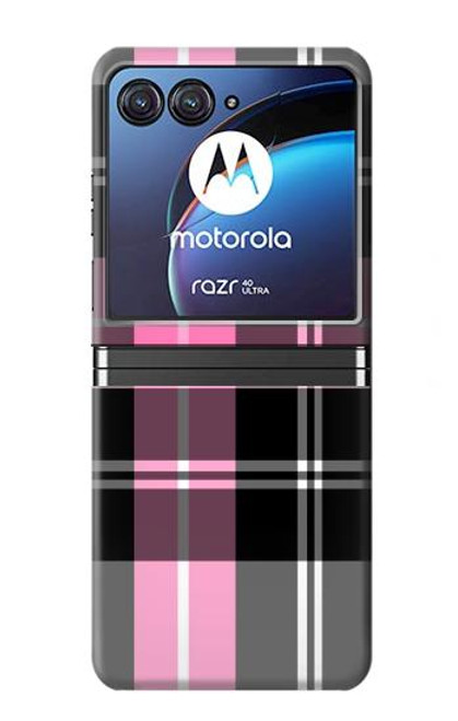W3091 Pink Plaid Pattern Hard Case For Motorola Razr 40 Ultra