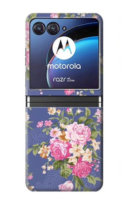 W3265 Vintage Flower Pattern Hard Case For Motorola Razr 40 Ultra