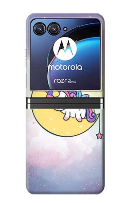 W3485 Cute Unicorn Sleep Hard Case For Motorola Razr 40 Ultra