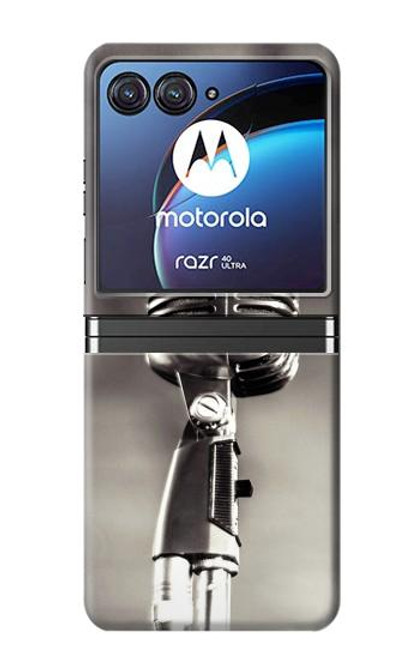 W3495 Vintage Microphone Hard Case For Motorola Razr 40 Ultra