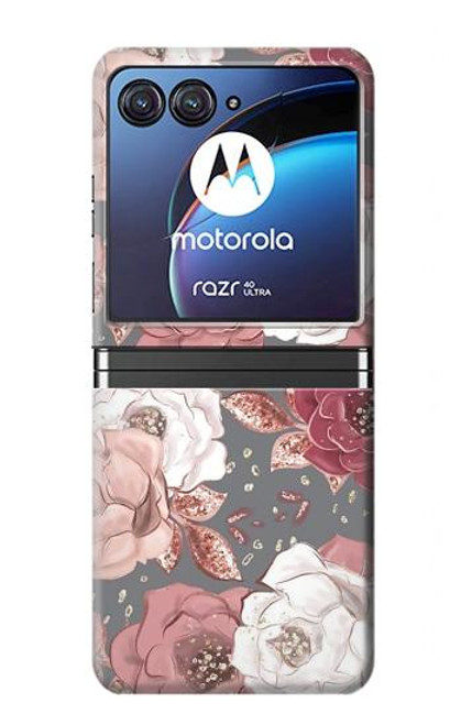 W3716 Rose Floral Pattern Hard Case For Motorola Razr 40 Ultra