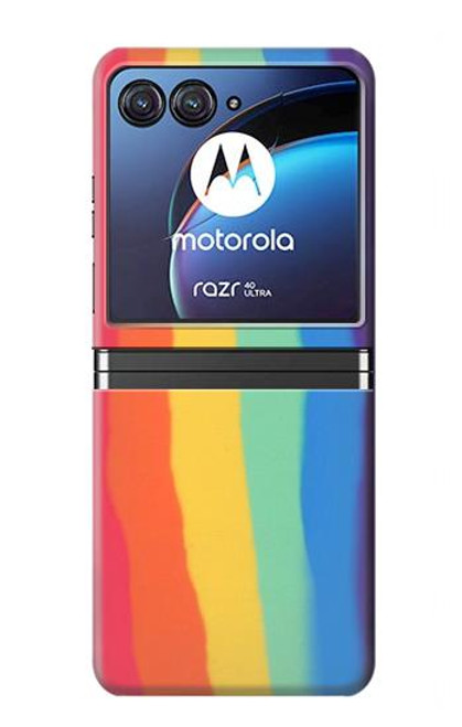 W3799 Cute Vertical Watercolor Rainbow Hard Case For Motorola Razr 40 Ultra