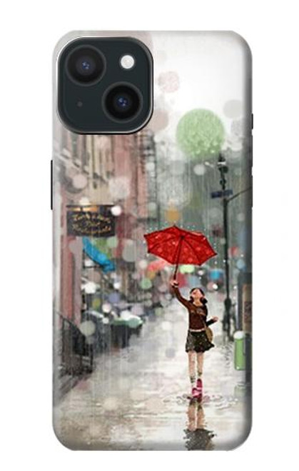 W0108 Girl in The Rain Hard Case and Leather Flip Case For iPhone 15