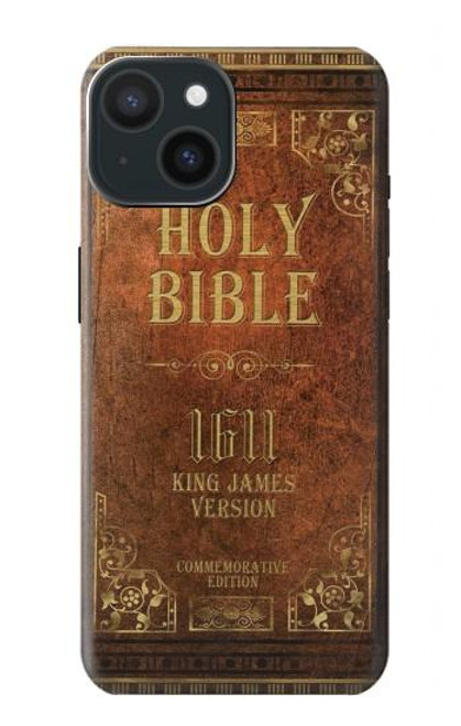 W2890 Holy Bible 1611 King James Version Hard Case and Leather Flip Case For iPhone 15