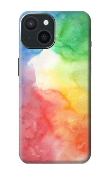 W2945 Colorful Watercolor Hard Case and Leather Flip Case For iPhone 15