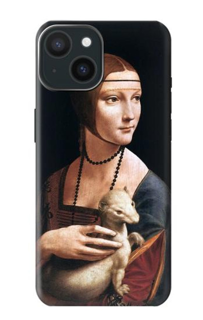 W3471 Lady Ermine Leonardo da Vinci Hard Case and Leather Flip Case For iPhone 15