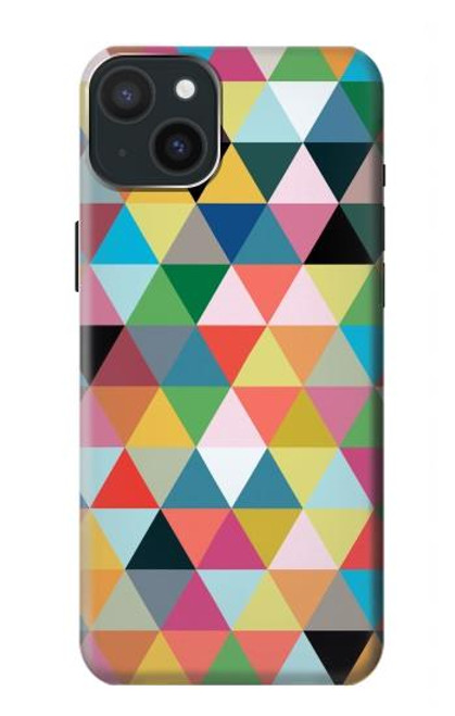 W3049 Triangles Vibrant Colors Hard Case and Leather Flip Case For iPhone 15 Plus