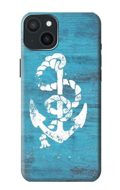 W3053 Marine Anchor Blue Hard Case and Leather Flip Case For iPhone 15 Plus