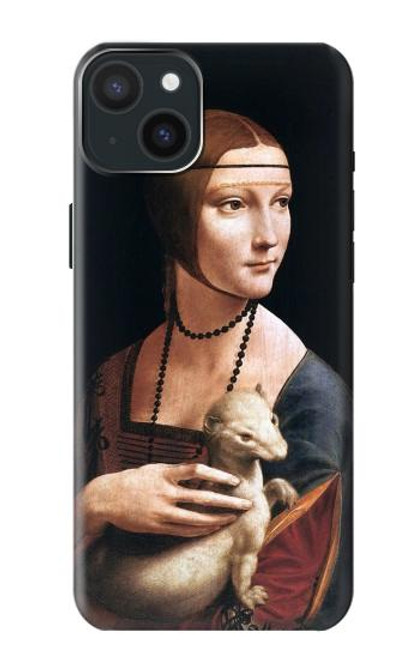 W3471 Lady Ermine Leonardo da Vinci Hard Case and Leather Flip Case For iPhone 15 Plus