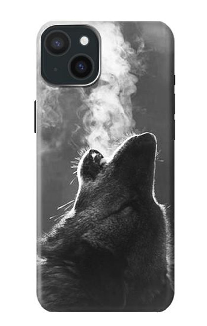 W3505 Wolf Howling Hard Case and Leather Flip Case For iPhone 15 Plus