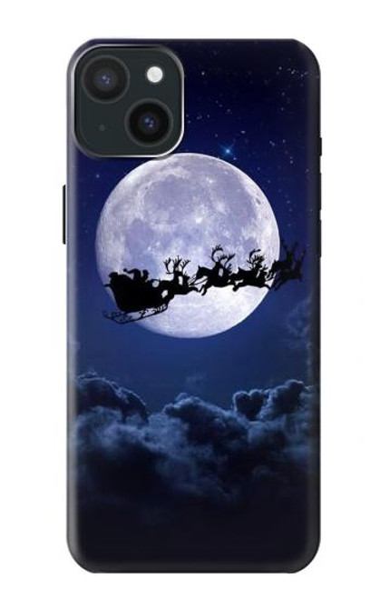 W3508 Xmas Santa Moon Hard Case and Leather Flip Case For iPhone 15 Plus